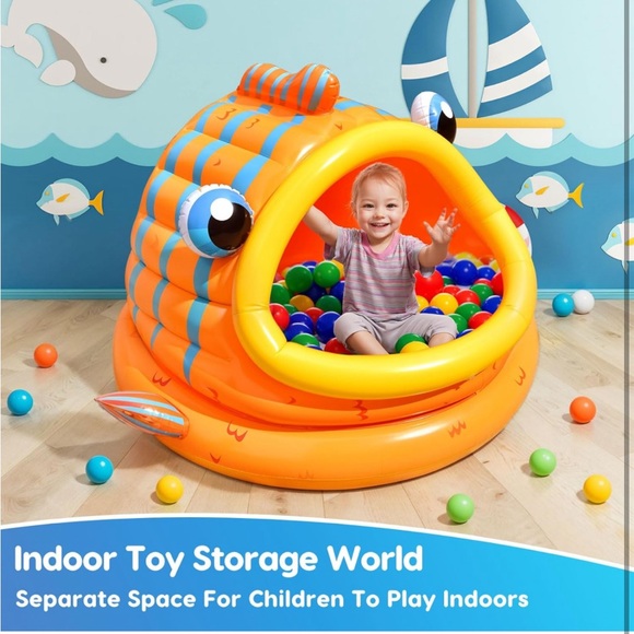 Indoor & Outdoor Inflatable Shade Kiddie 👦🏻👧🏻 Pool with Whale 🐳 Canopy - Picture 5 of 9